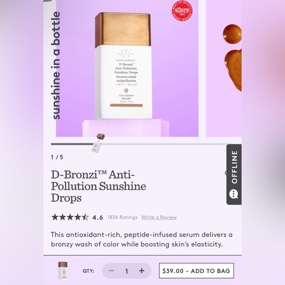 Drunk Elephant Fortified Bronze Drops